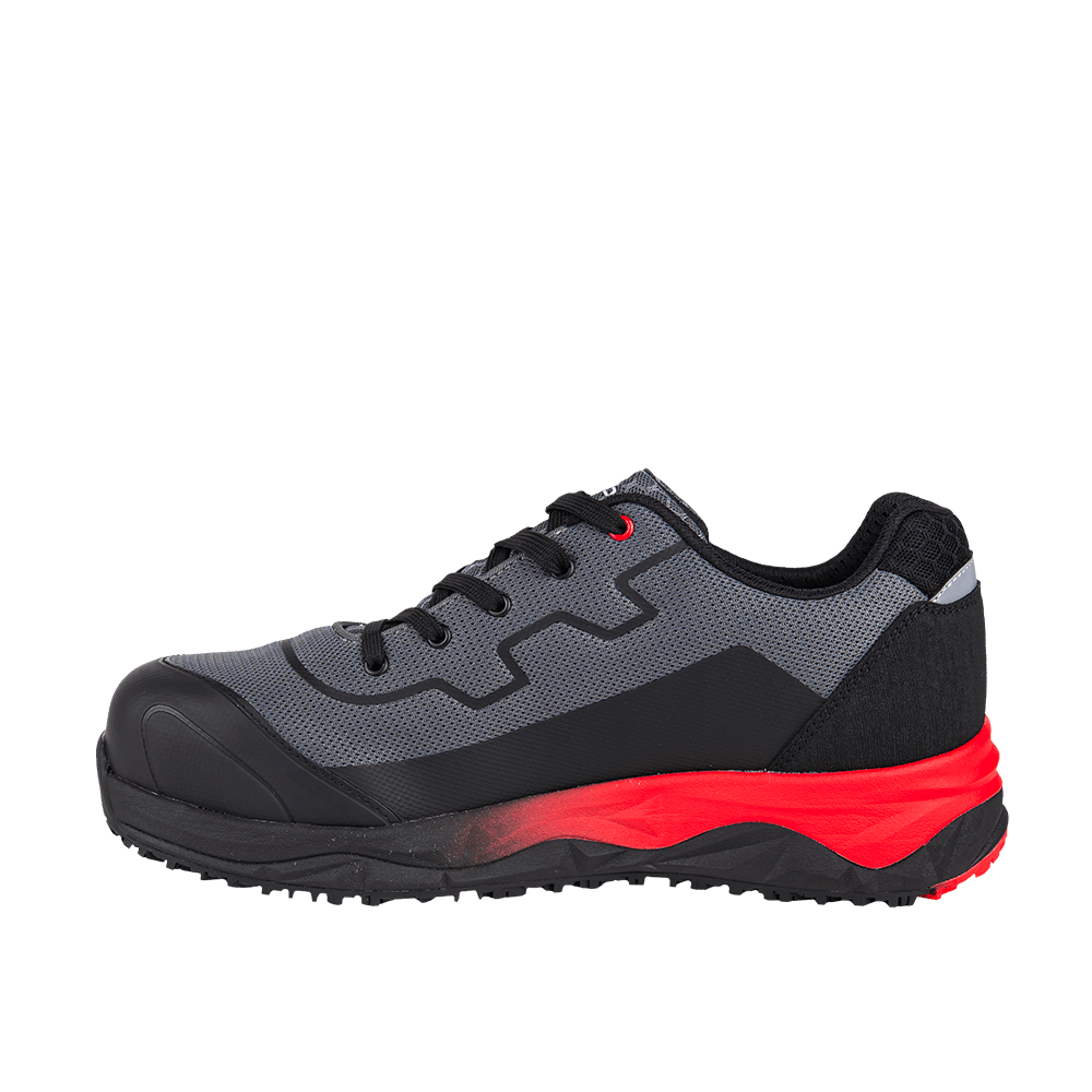 Chaussures de travail basses Apex Low S1PS grises et rouges à embout de sécurité en aluminium