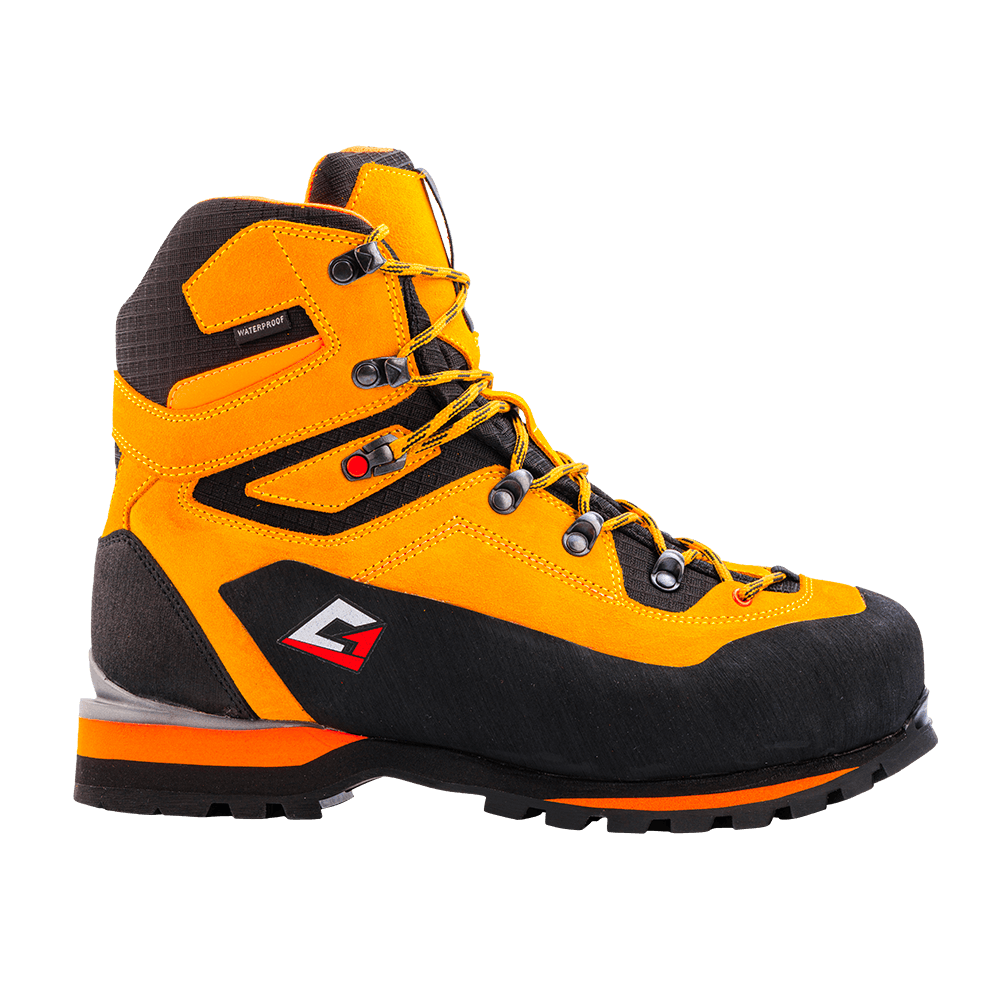 Scarponi antinfortunistici da montagna Sierra Mid senape arancio tomaia in crosta e nylon