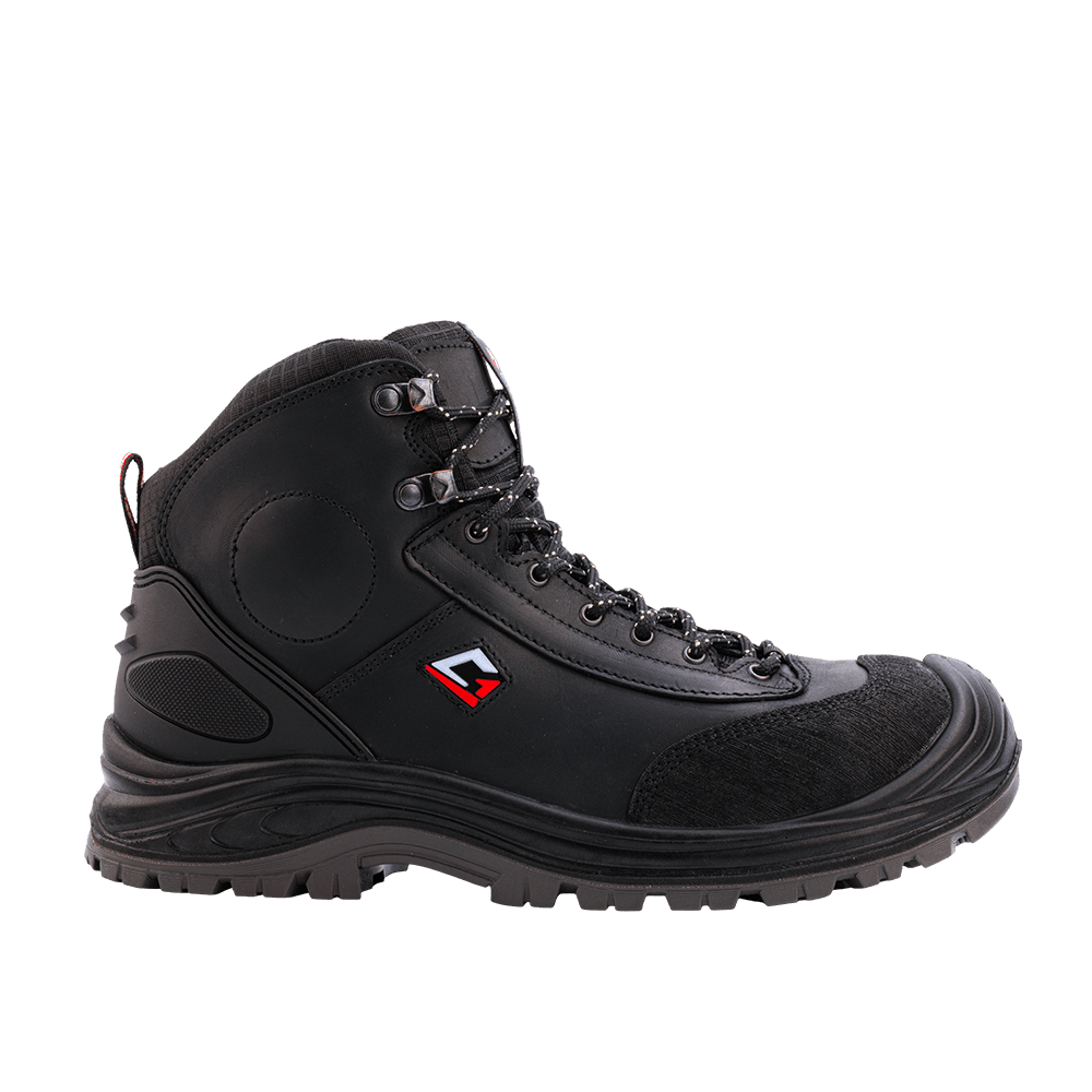 Rhino Mid black safety boots leather upper for heavy duty work