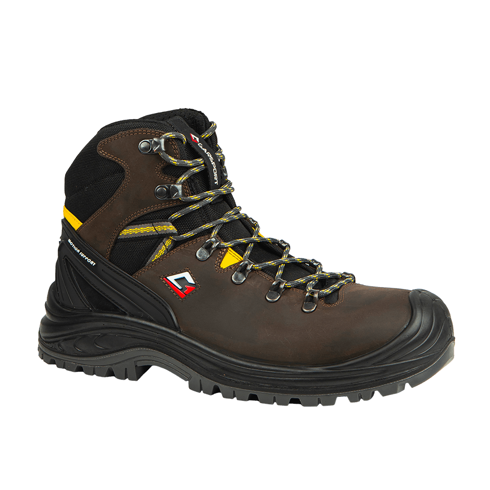 Motion Mid S3S brown yellow safety boots for heavy duty work
