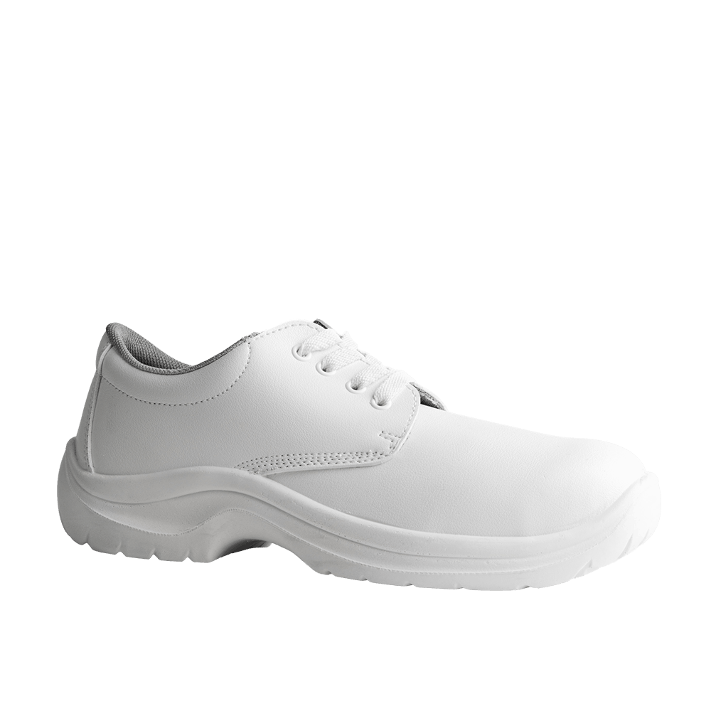 Chaussures de sécurité cuisine Kansas Low S2 blanches respirantes avec lacets, semelle antistatique PU et embout acier