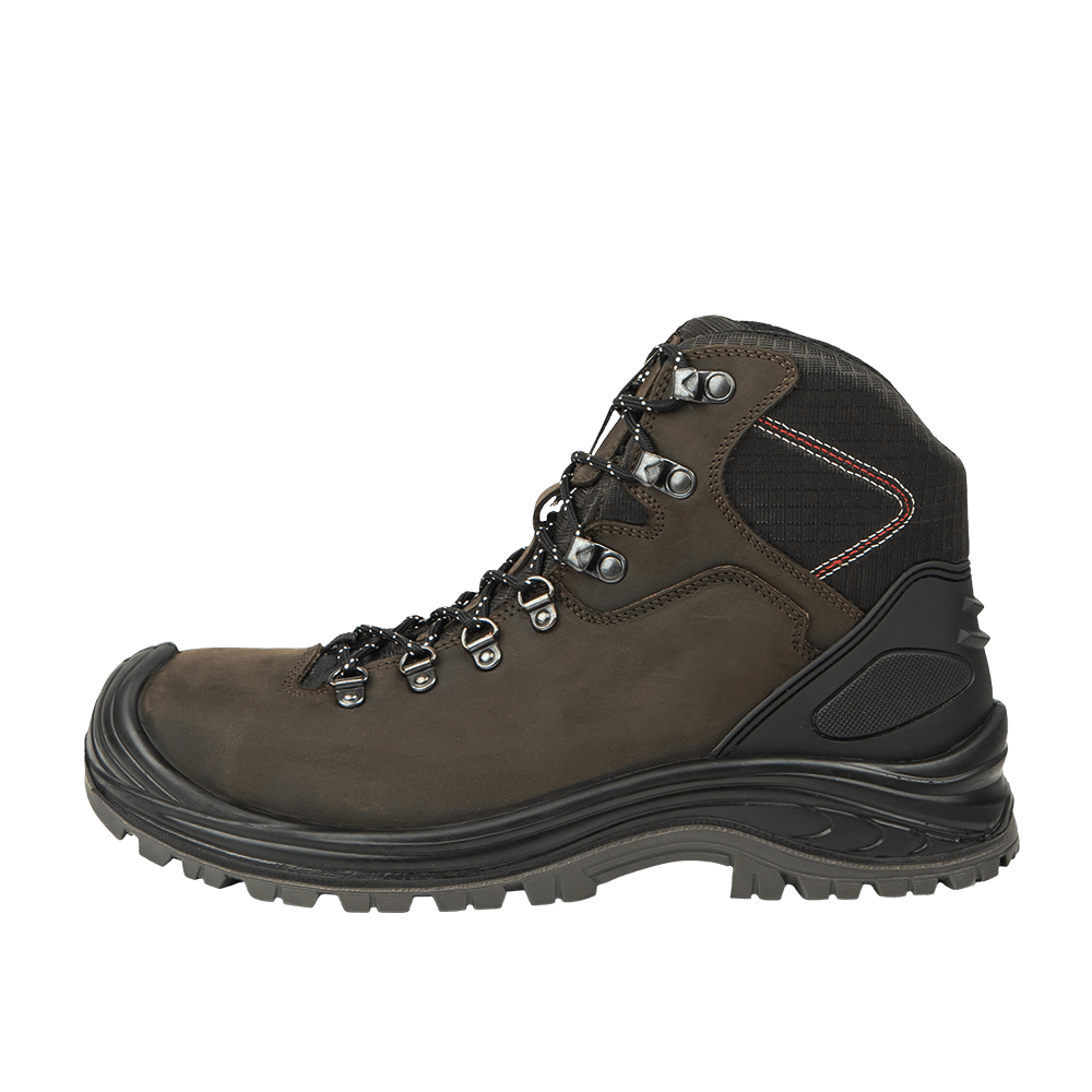 Trento Mid brown safety work boots with aluminium toe cap and anti perforation plate