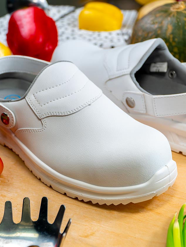 Scarpe sabot antinfortunistiche bianche da cucina professionali Cuisine SB low S2 Scarpe sabot antinfortunistiche bianche da cucina professionali Cuisine SB low S2